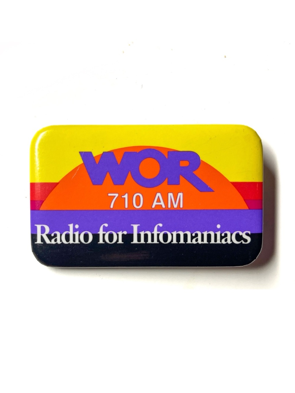 Vintage WOR 710am Radio 2.5in 1980s Pinback Button Manhattan NYC Baby Boomer